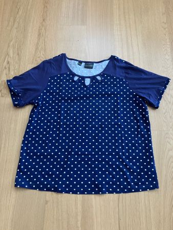 Damen T-Shirt marineblau mit Punkten, Grösse XL (44/46)