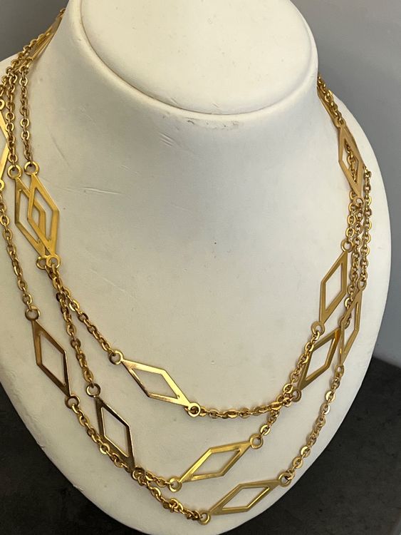 Grand Collier De Perles Plaqué Or Modèle Marseille - Longueur 122.5 Cm - Occasion
