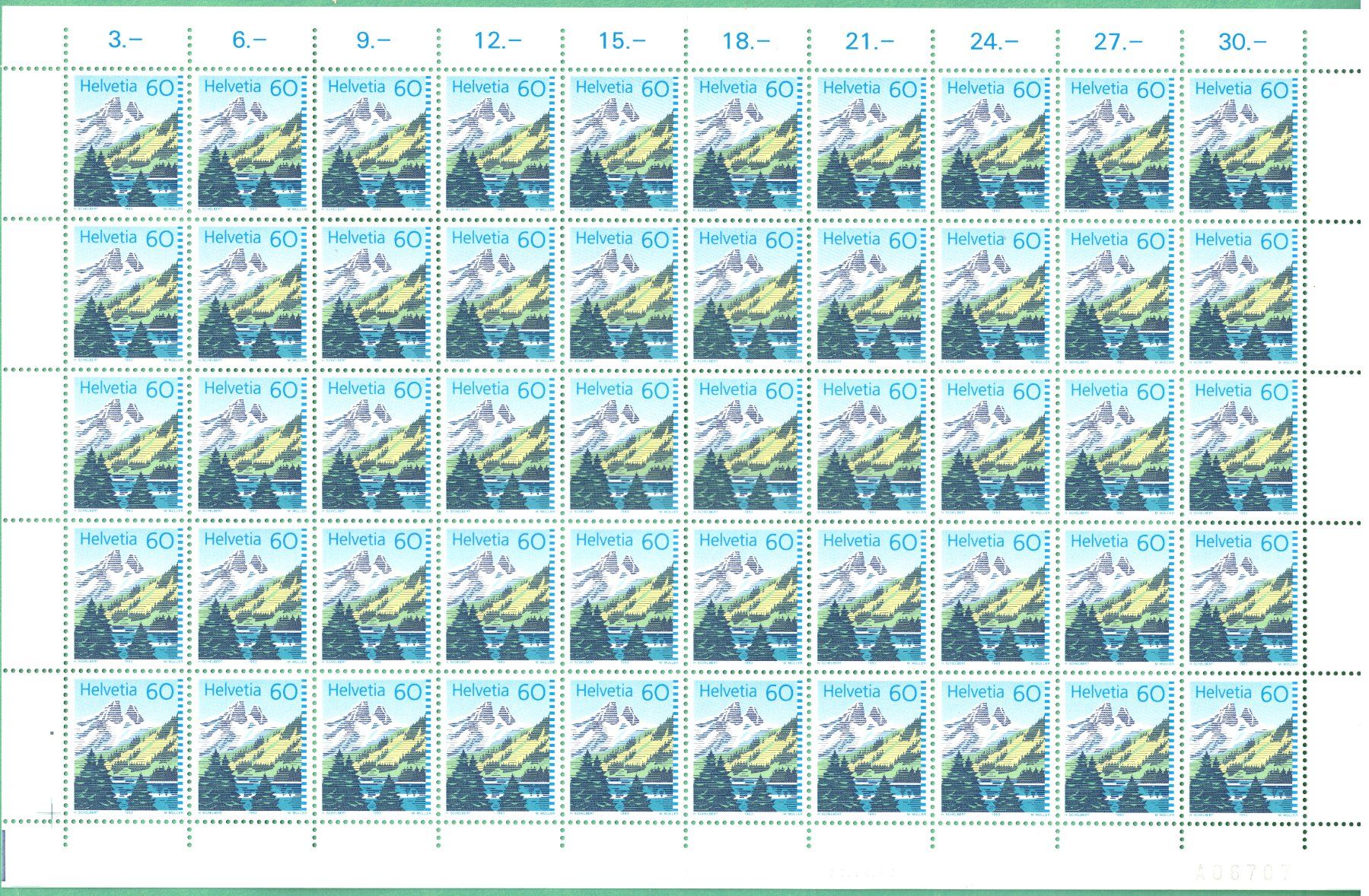 Tous les timbres: Bogen  1993   Bergseen    postfrisch – Neuf (Voir description) à Mellingen par Ginger