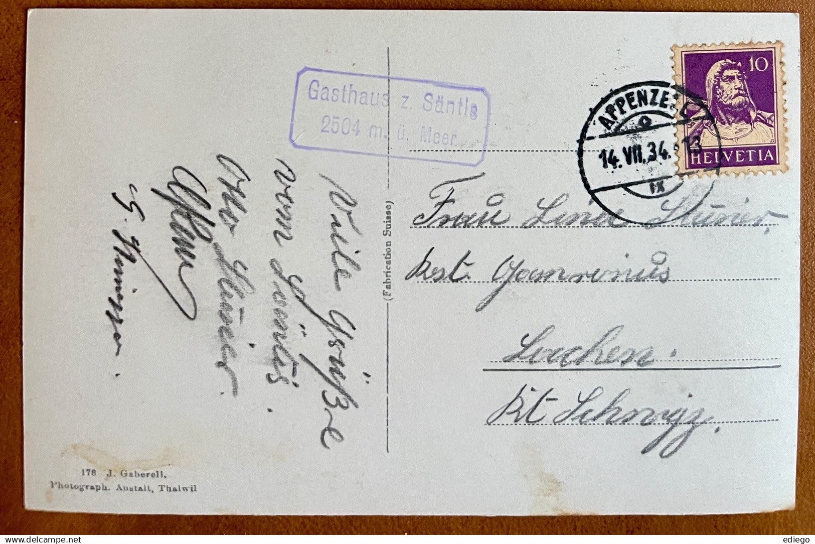 Cartoline postali: Säntis - Observatorium 1934 – Usato da Lutry venduto da Ediego 2