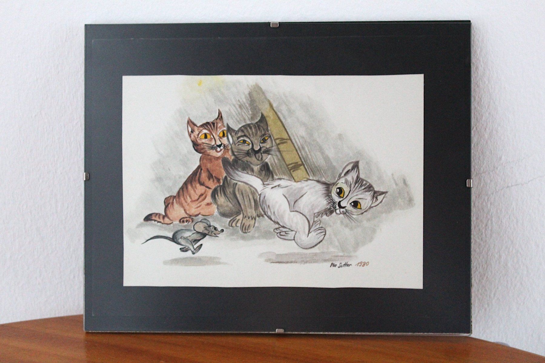 Foto & Immagini: Katzenbild , Handgemalt 1980 – Usato da Locarno venduto da fripui 2