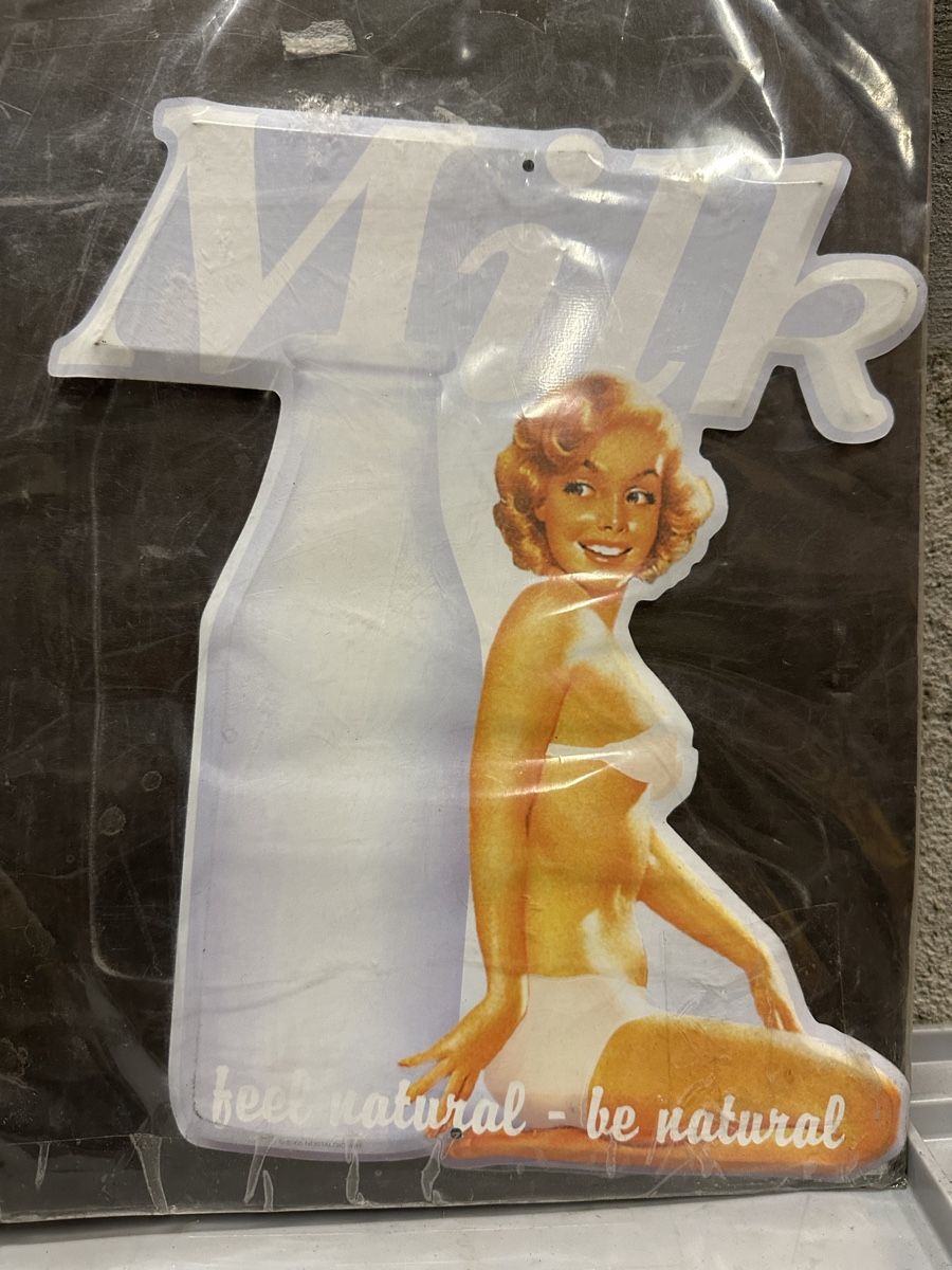 Schilder: Milk pin up Werbung Reklame Classic – Neu (gemäss Beschreibung) aus Reinach AG von rares75