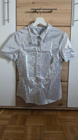 ​🏷️ Anti-Flirt Paris Metallic Bluse (2) Silver Space Age