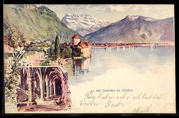Cartoline postali: Lithographie Chillon, Château de Chillon – Usato da Berlin venduto da bartko-reher