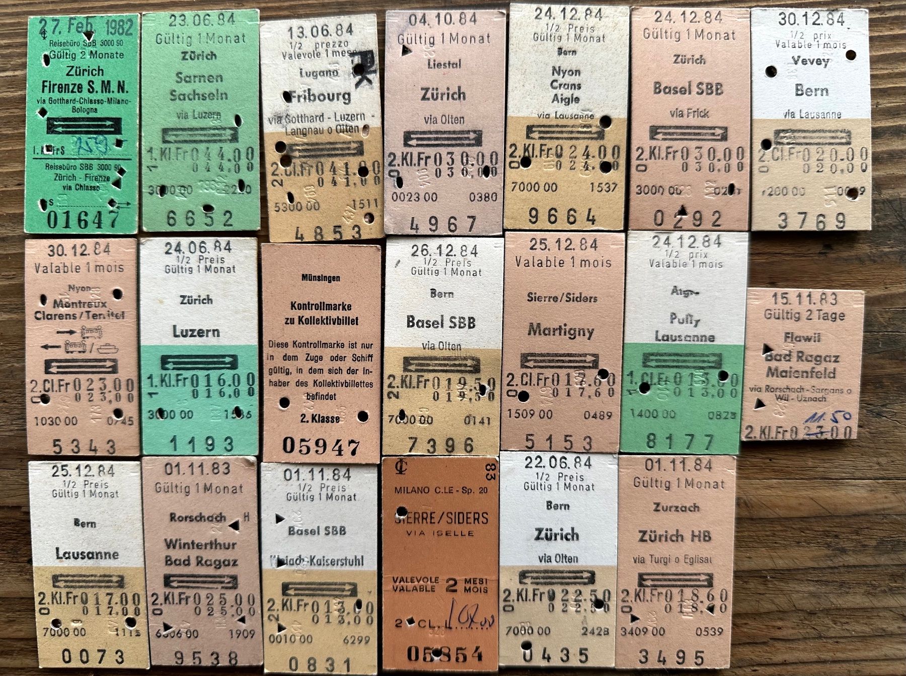 Billets: 20 Top Billette, SBB, Tickets Edmondsche Kartonbillette – D'occasion à Seltisberg par quadartswiss 1