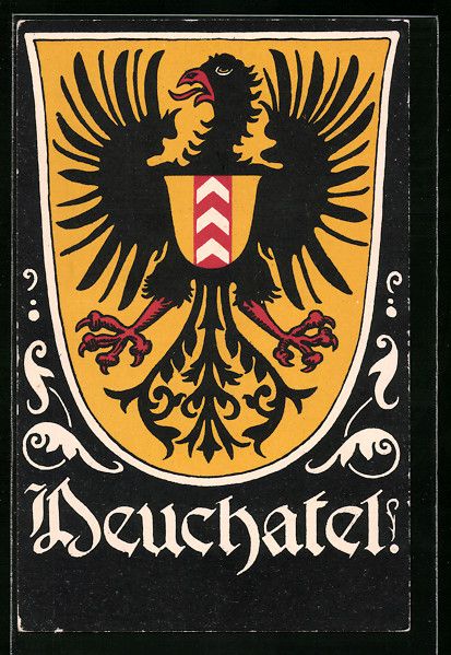 Cartoline postali: Schweiz, Wappen des Kanton Neuchatel – Usato da Berlin venduto da bartko-reher