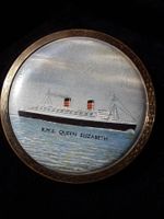 Original Compact Puderdose RMS Queen Elizabeth ca. 1950
