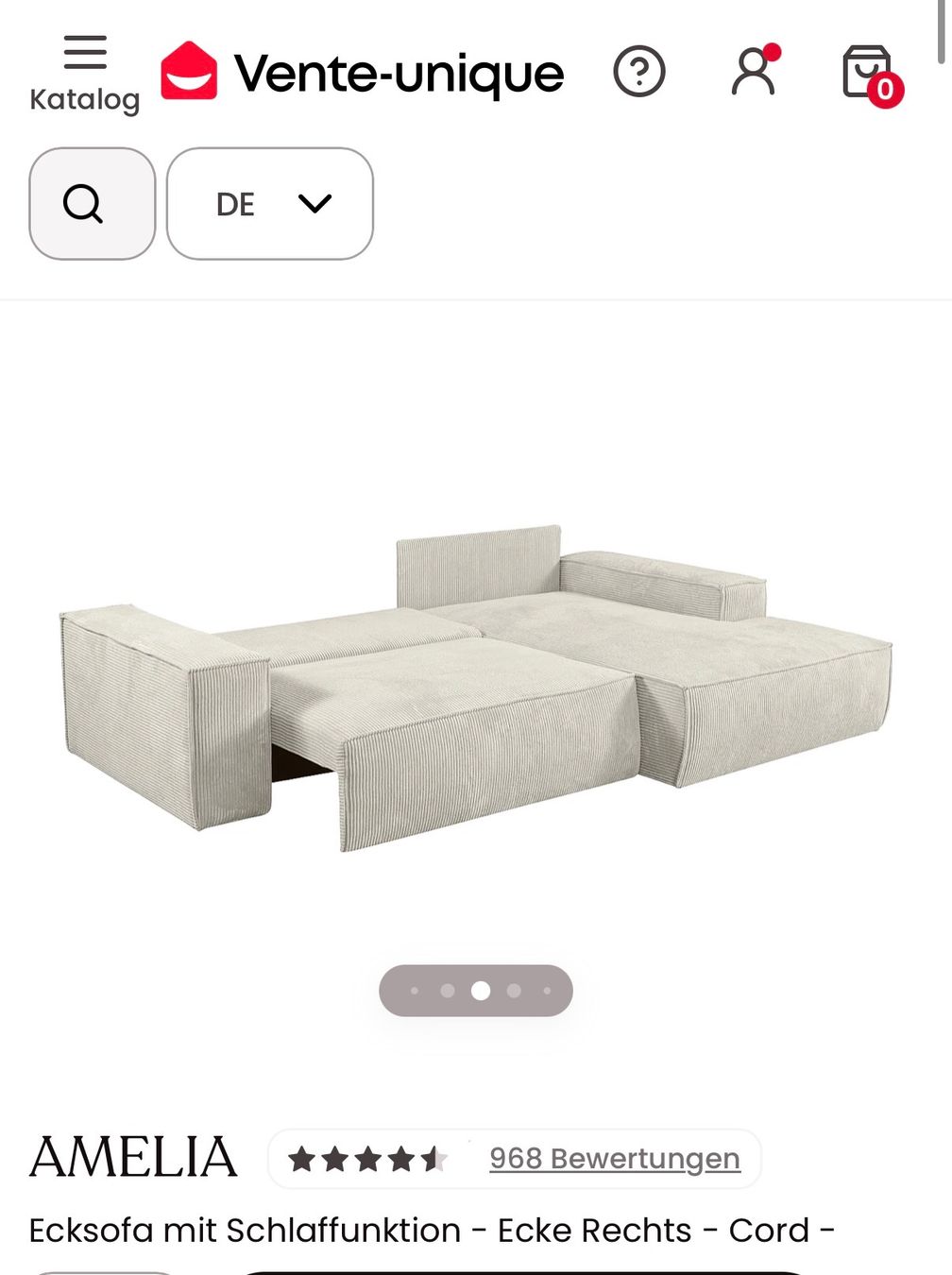 Sofas: Ecksofa mit Schlaffunktion Cord Stoff – D'occasion à Zürich par ema_8pdf 3