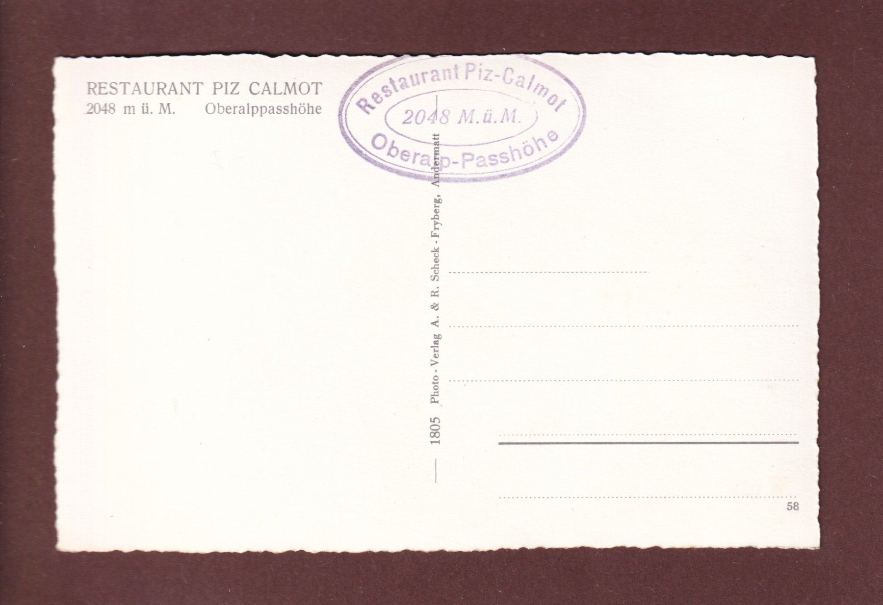 Cartoline postali: OBERALP-PASSHÖHE – Usato da Pully venduto da nicecards 1