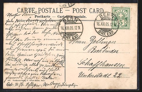 Cartoline postali: AK Bern, Postgebäude, 1905 – Usato da Berlin venduto da bartko-reher 1