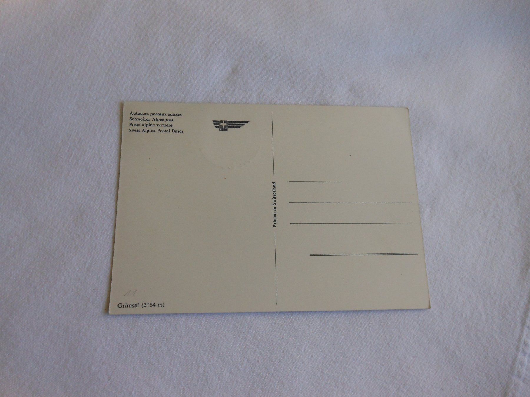 Cartoline postali: Ansichtskarte, Grimsel mit Bus und Briefmarke "Helvetia" – Usato da Stäfa venduto da Espressa 1