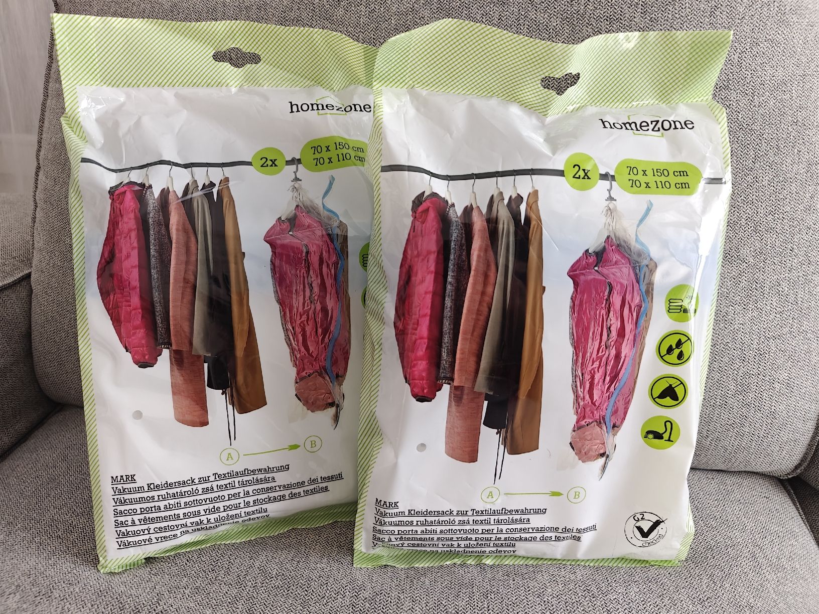 Guardaroba: Homezone 2x Vakuum Kleidersack NEU – Nuovo e nell'imballaggio originale da Biel/Bienne venduto da Nekomimi