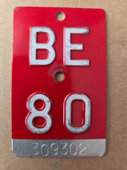 Sachs Schilder: Velonummer BE 80 plaque velo – Gebraucht aus Schenkon von Uhu007