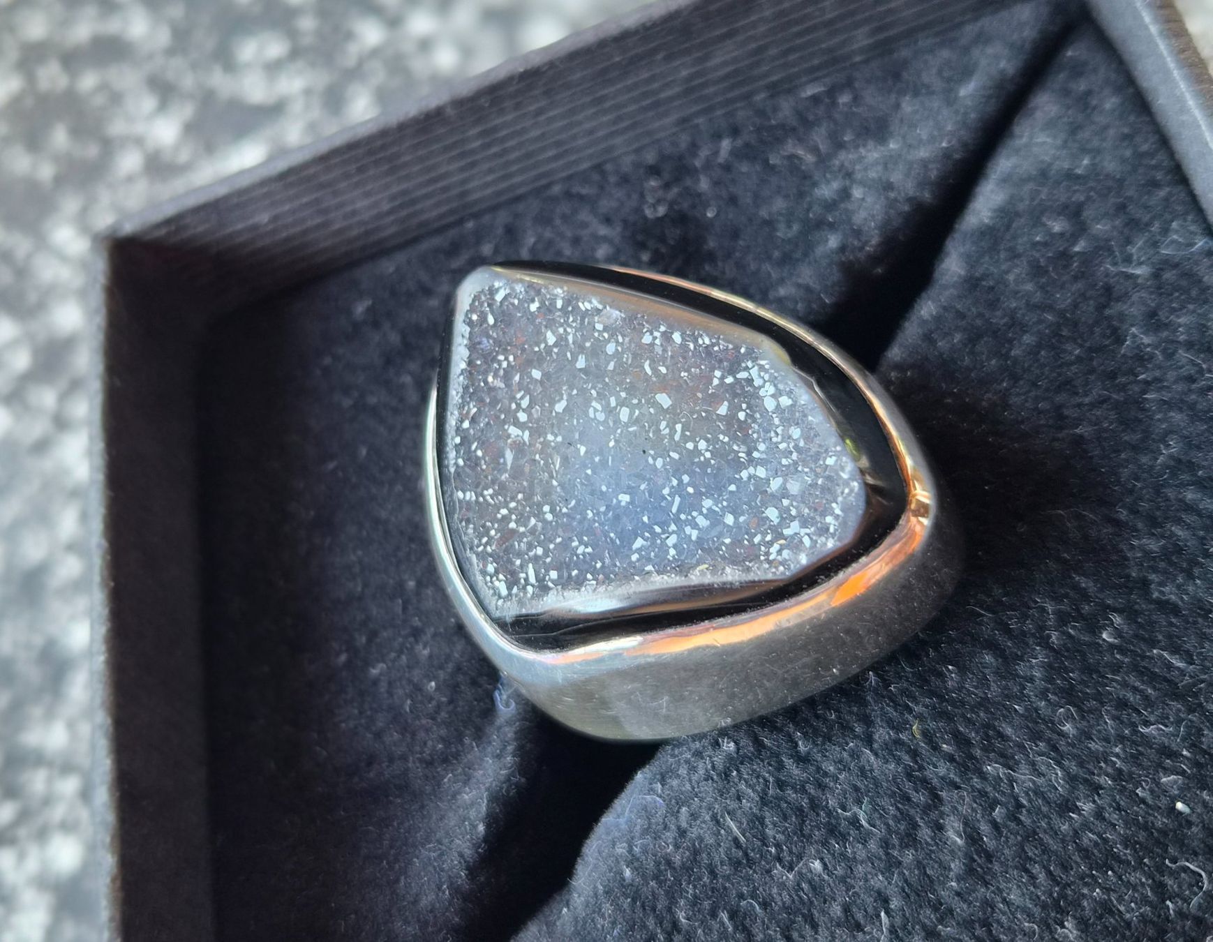 Anelli: Fingerring silber mit natürlicher Achatdruse – Usato da Gams venduto da kat_lg5l 4