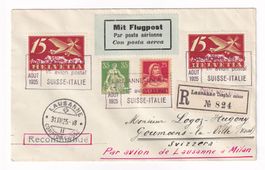 1925 Recom Flug 1er avion postal SUISSE ITALIE