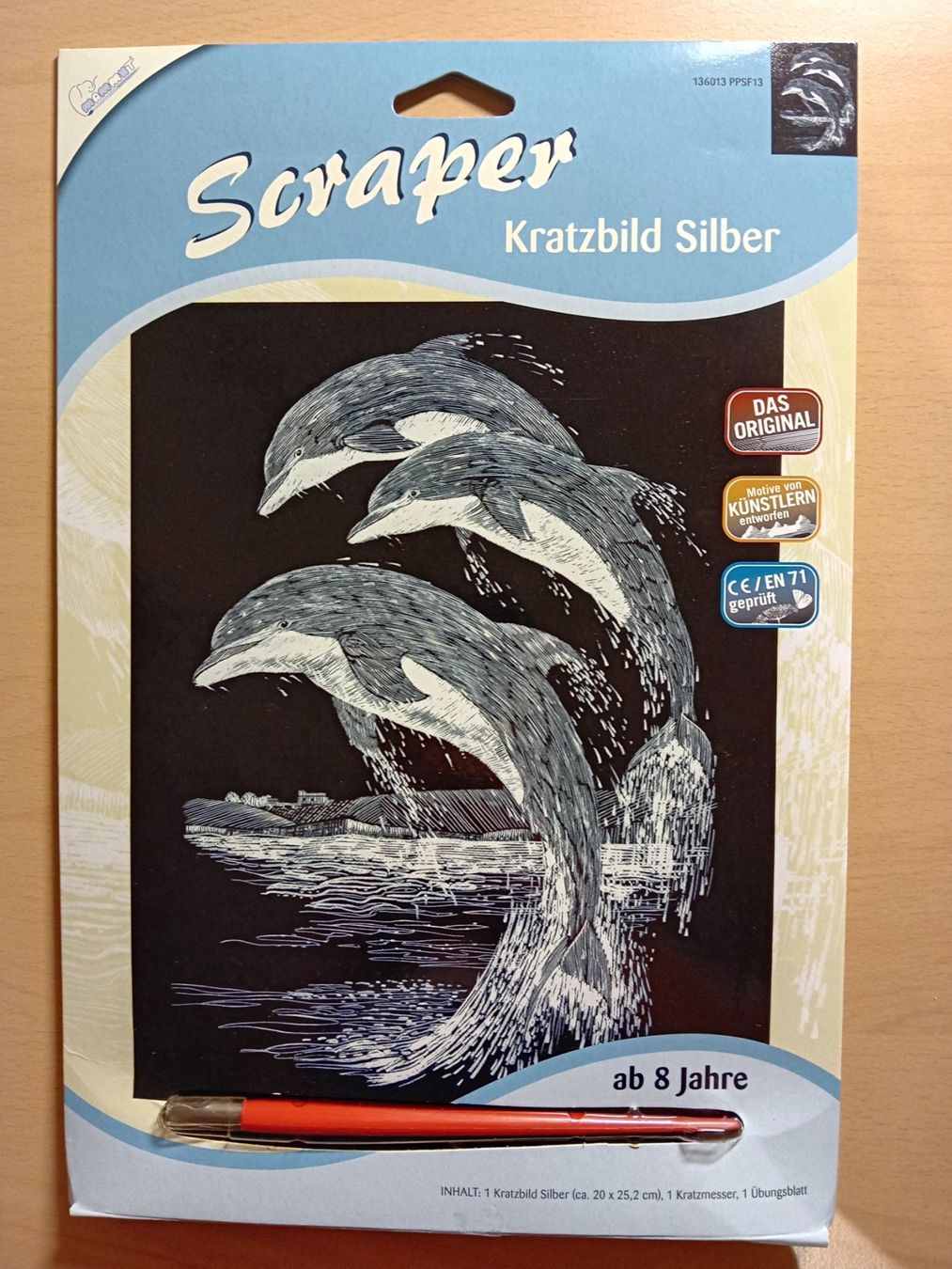 Kit bricolage: Scraper Kratzbild Silber Delfine zum selber kratzen – Usato da Schindellegi venduto da nin_7njd