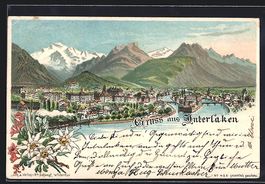 Litho Interlaken, Eisenbahn am Stadtrand