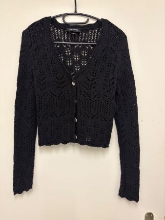 Damen Strickjacke Monki schwarz Grösse XS Lochmuster