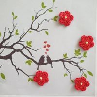 4 Stück Blumen gehäkelt mit Perlen 853 B