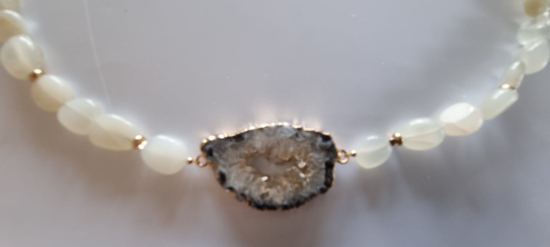Catenine: Selenit Halskette mit Achat Druse 351 – Nuovo e nell'imballaggio originale da Luzern venduto da Cellina1 4