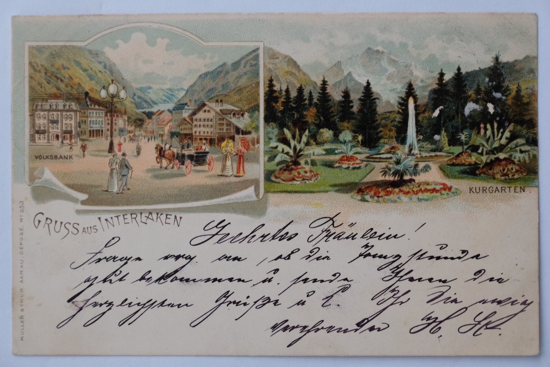 Cartoline postali: Ansichtskarte Interlaken Kurgarten 1897 – Usato da Ehrendingen venduto da nicoro50