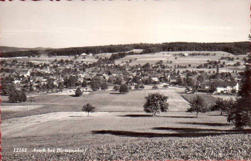 Cartoline postali: Aesch ZH  bei Birmensdorf Totalansicht Nr.12162 , 1940 – Usato da Solothurn venduto da Bepposol
