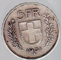 CH SILBERMÜNZE 1931 TELL BRUSTBILD 10 * (STERNE) ÜBER KOPF