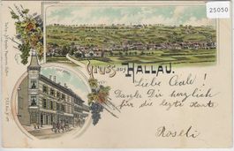 Gruss aus Hallau - Litho 1898