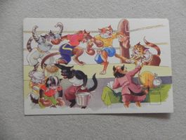 Karte Katze Katzen Humor Jux Minouvis Nr.59 Sport Boxen 1950