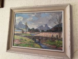 Antikes Gemälde Brücke 