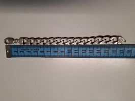 Silber Armband massiv Curb Kette 925 Sterling, ca. 17.5 cm