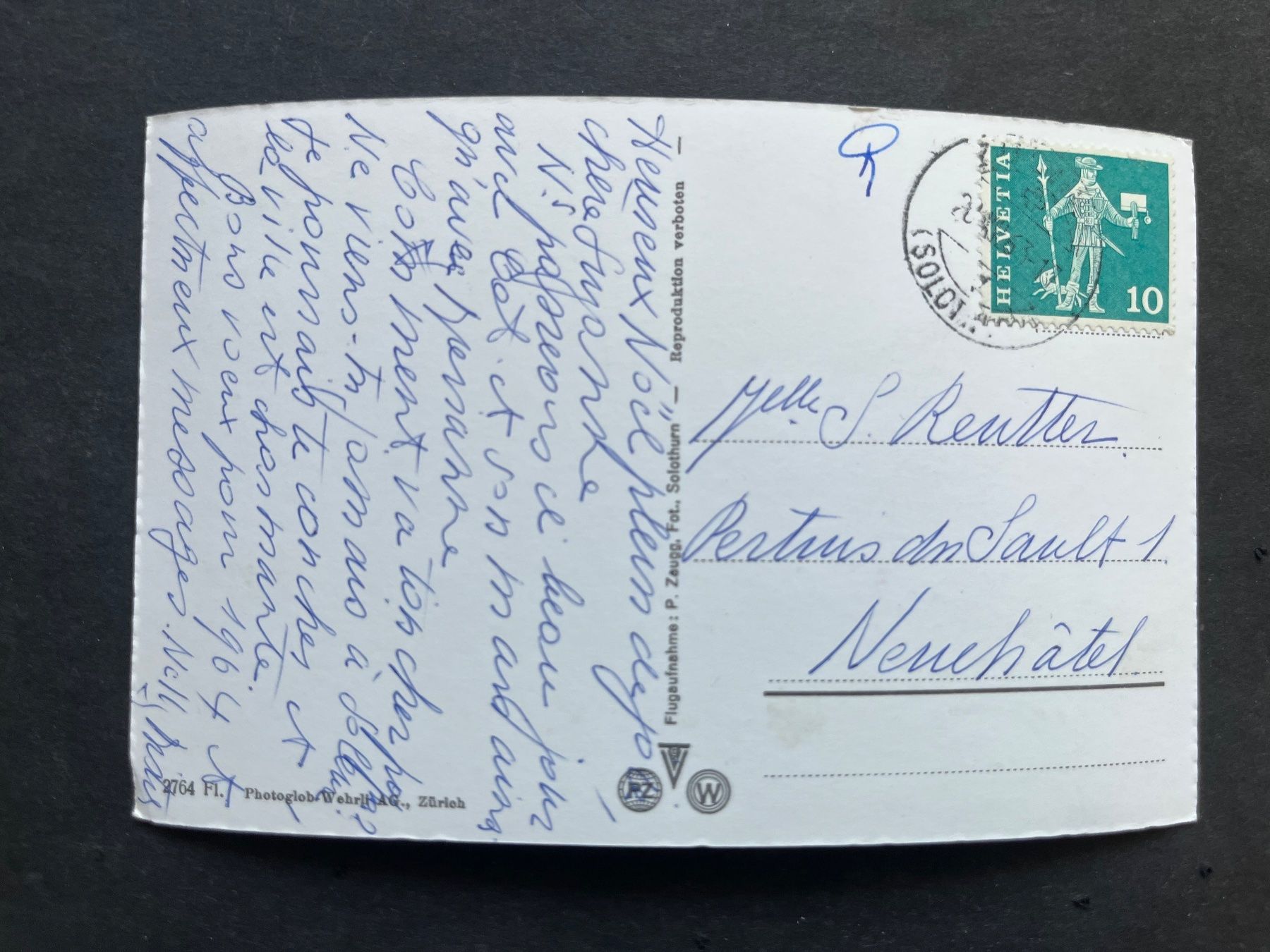 Cartoline postali: Solothurn, Flugaufnahme ca. 1950 – Usato da Ostermundigen venduto da DaxKarten-75 1