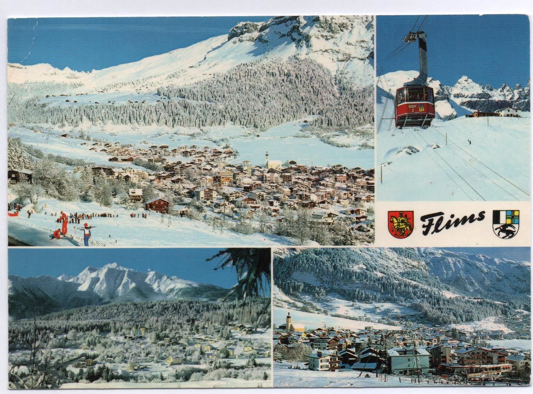 Cartoline postali: 3x AK FLIMS Graubergbahn, Skigebiet – Usato da Jona venduto da philajona