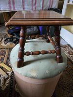 Kleiner Beistelltisch Holz Vintage Nussbaumtop Shabby Chi...