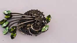 Broche vintage française Breveté SGDG — bouquet vert!