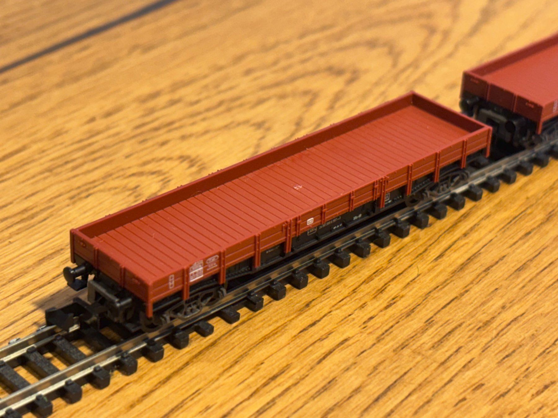 Modellini di ferrovie: e1663: 2 Stk. Flachwagen (Spur N) – Usato da Birsfelden venduto da Birs_25 1
