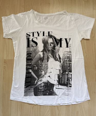 T-Shirt Damen Weiss Print Gr. M/NEU