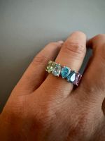 Regenbogen Ring 925 Silber, Grösse 52