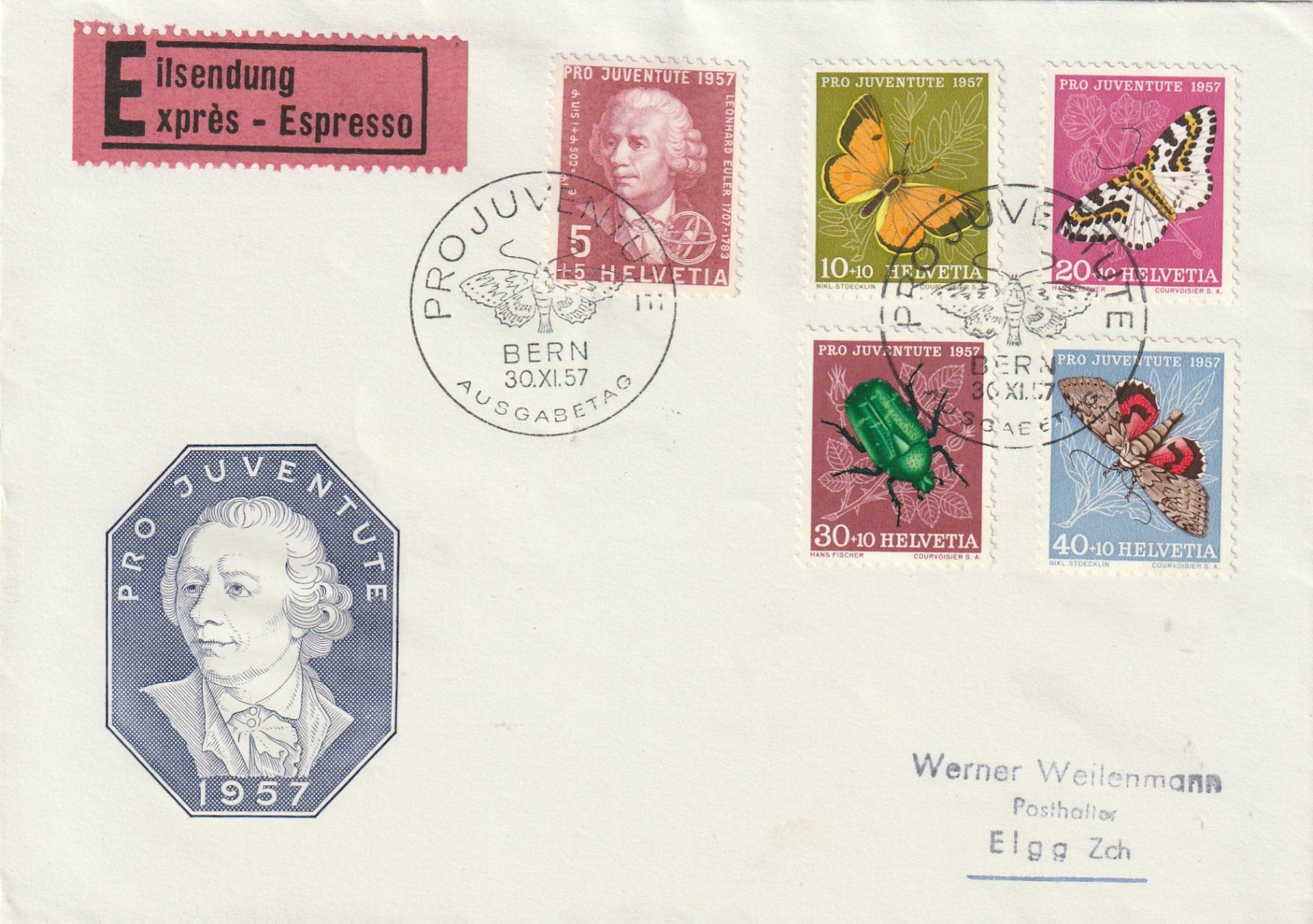 Alle Briefmarken: FDC Pro Juventute 1957 – Gebraucht aus Rorschacherberg von fratovi2