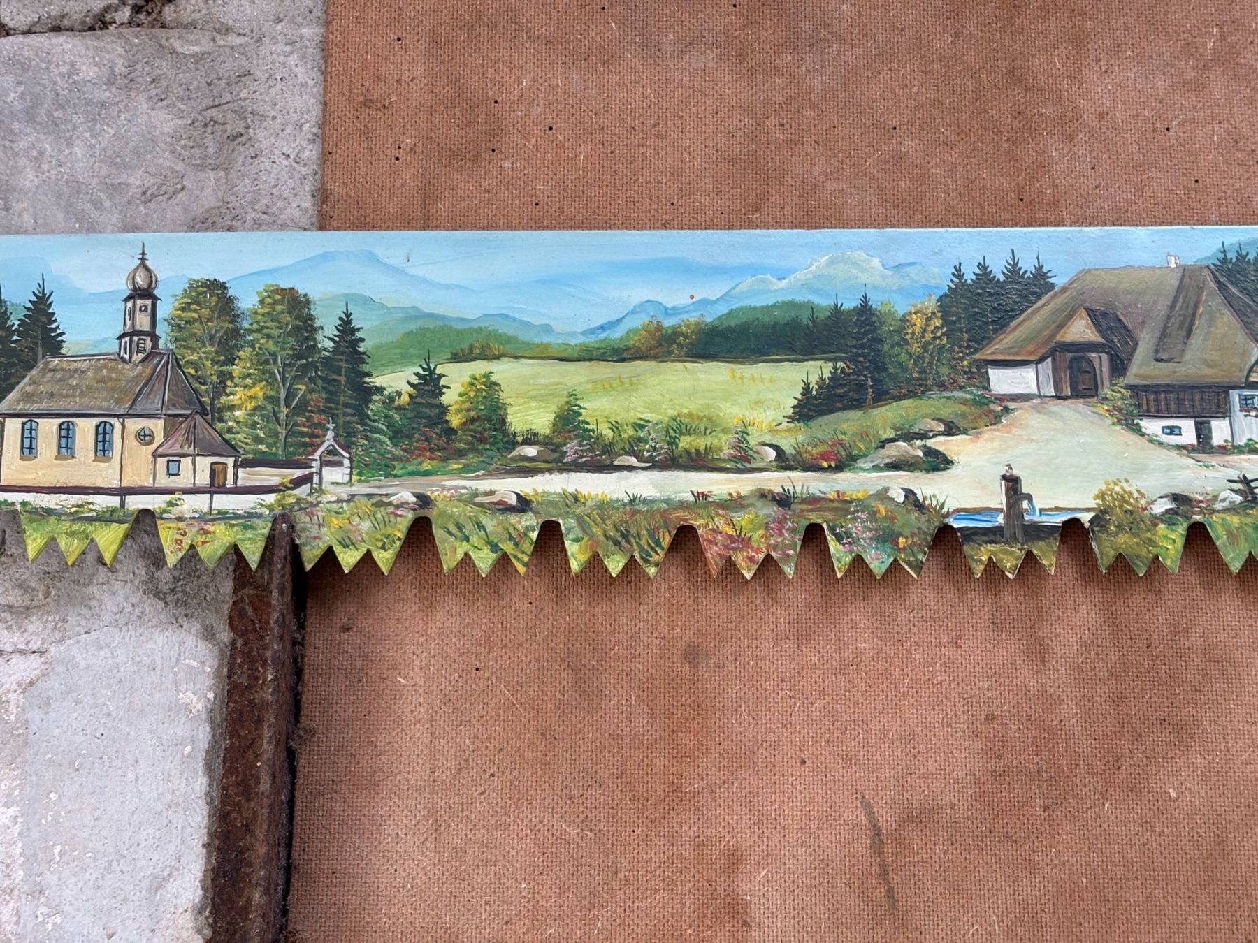 Tableaux: Säge handbemalt Landschaft W. Strobel 1995 – D'occasion à Mönchaltorf par Tschibi 7