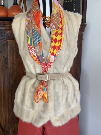 Nerz Gilet Weste Gr.S-M/ 36/38/40 Creme