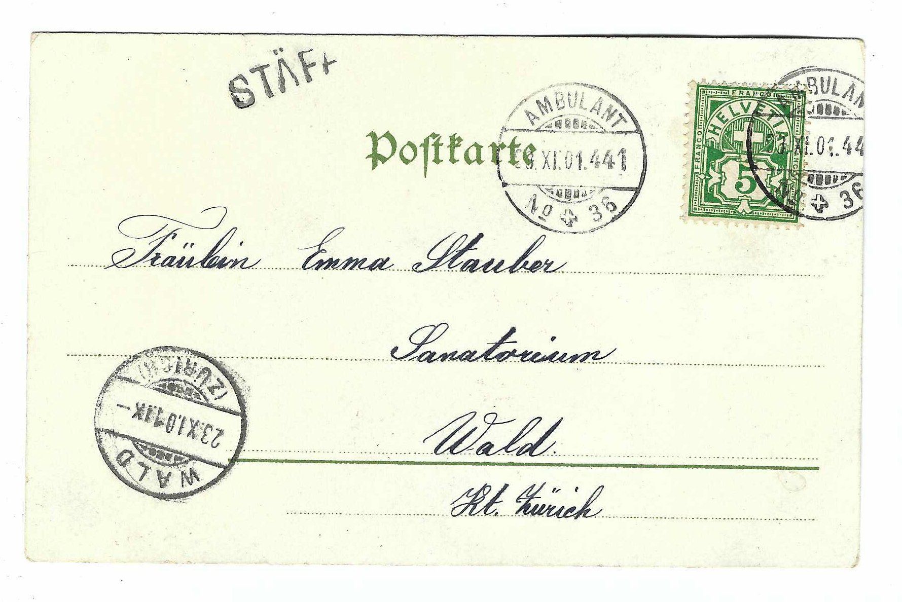Tutti i francobolli: Stabstempel Stäfa 1901 yc – Usato da Aarau venduto da fussball-fussball