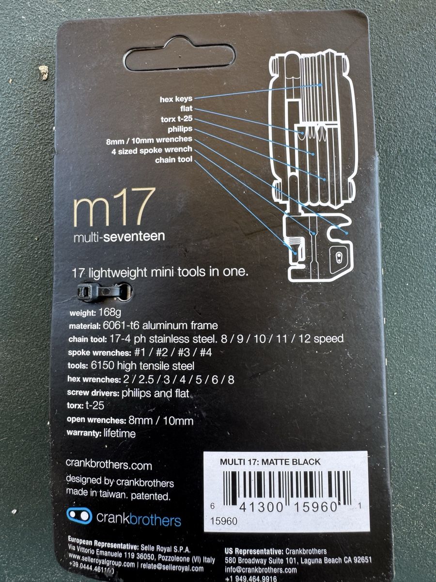 Tutti gli attrezzi: Crank Brothers Multitool M17 – Nuovo e nell'imballaggio originale da Zürich venduto da rnmdr 1