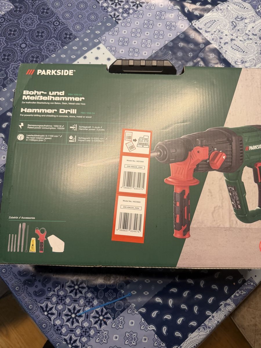 Parkside Trapani: Bohr-und Maiselhammer Neue ungeöffnet – Nuovo e nell'imballaggio originale da Regensdorf venduto da mex5145 3
