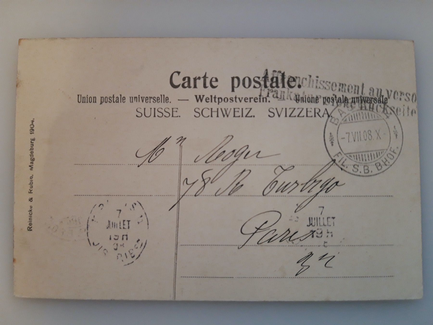 Cartoline postali: Basel Neue Ober-Realschule 1908 – Usato da Sargans venduto da nicsam1815 1