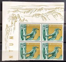 1955 Liechtenstein Hackenschlagen Viererblock ** ZNr.279