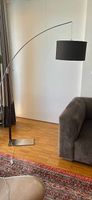 Lampe métal, bois et abat jour en tissu