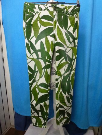 MARCCAIN HOSE GRÜN WEISS GRÖSSE N1 ENTSPRICHT GR 34 BAUMWOLL