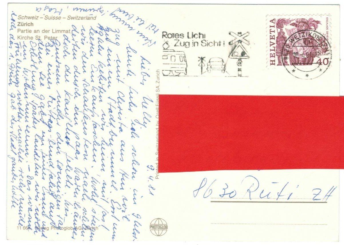 Ansichtskarten: AK  Kirche St. Peter Zürich 1981 – Gebraucht aus Zürich von Tolima194 1