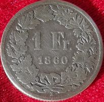 Uralter Schweizer Franken 1860 sitzende Helvetia Wert 175.-